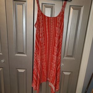 Red hankie hem dress